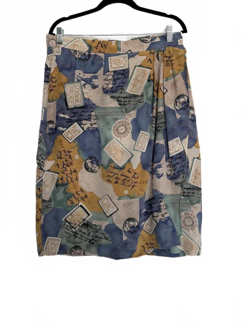 Quinn 100% Pure Silk Vintage Print Skirt